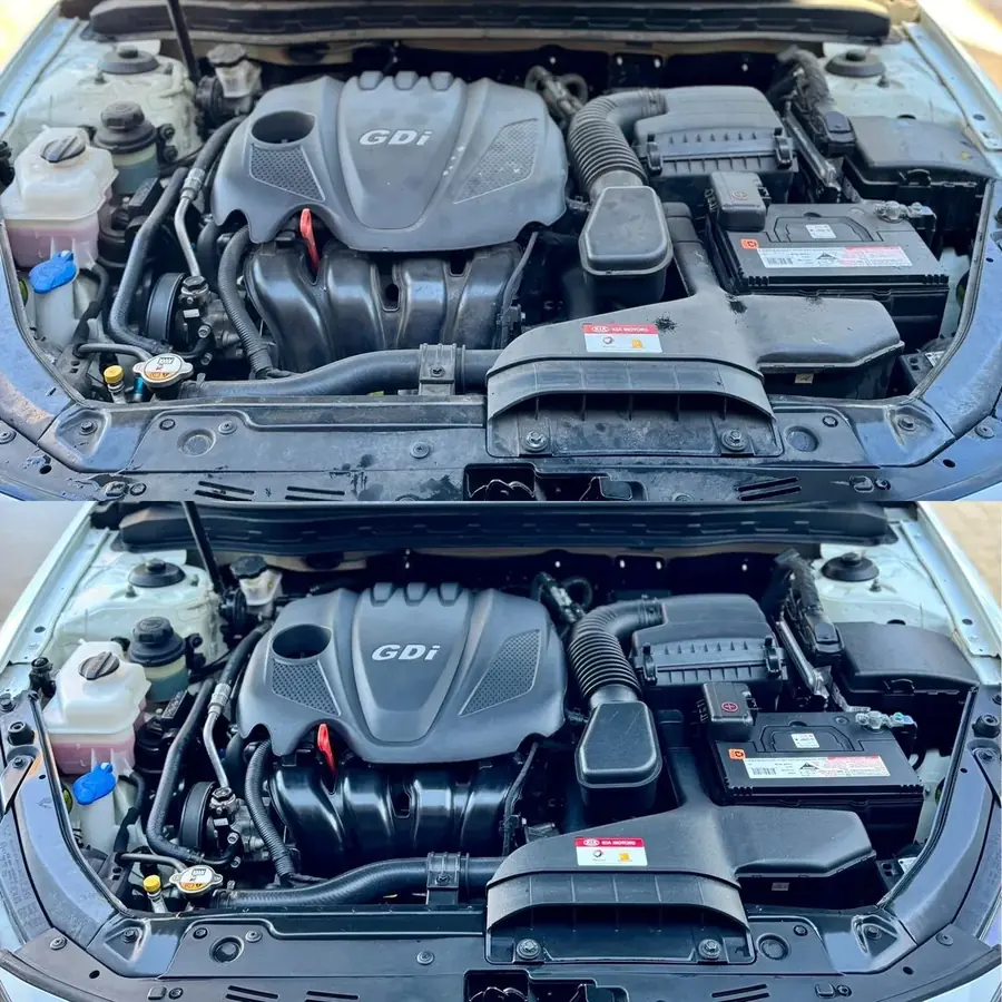 Before after engine bay detail Kia Perth