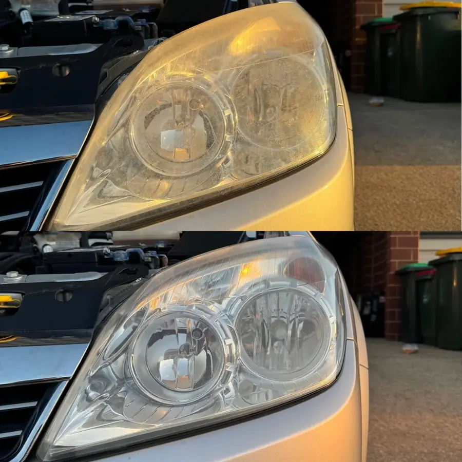 Before after headlight restoration sedan Perth