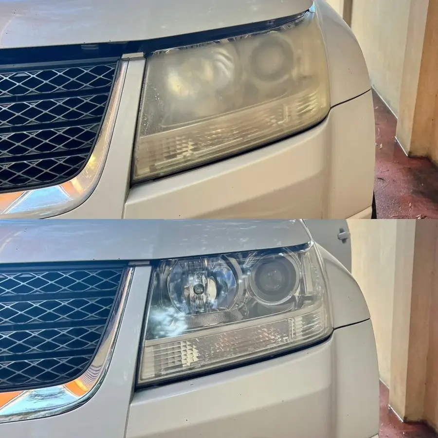 Before after headlight restoration SUV Perth