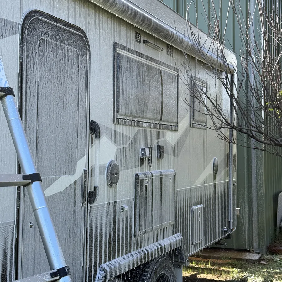 Caravan foam wash in progress Cockburn Perth