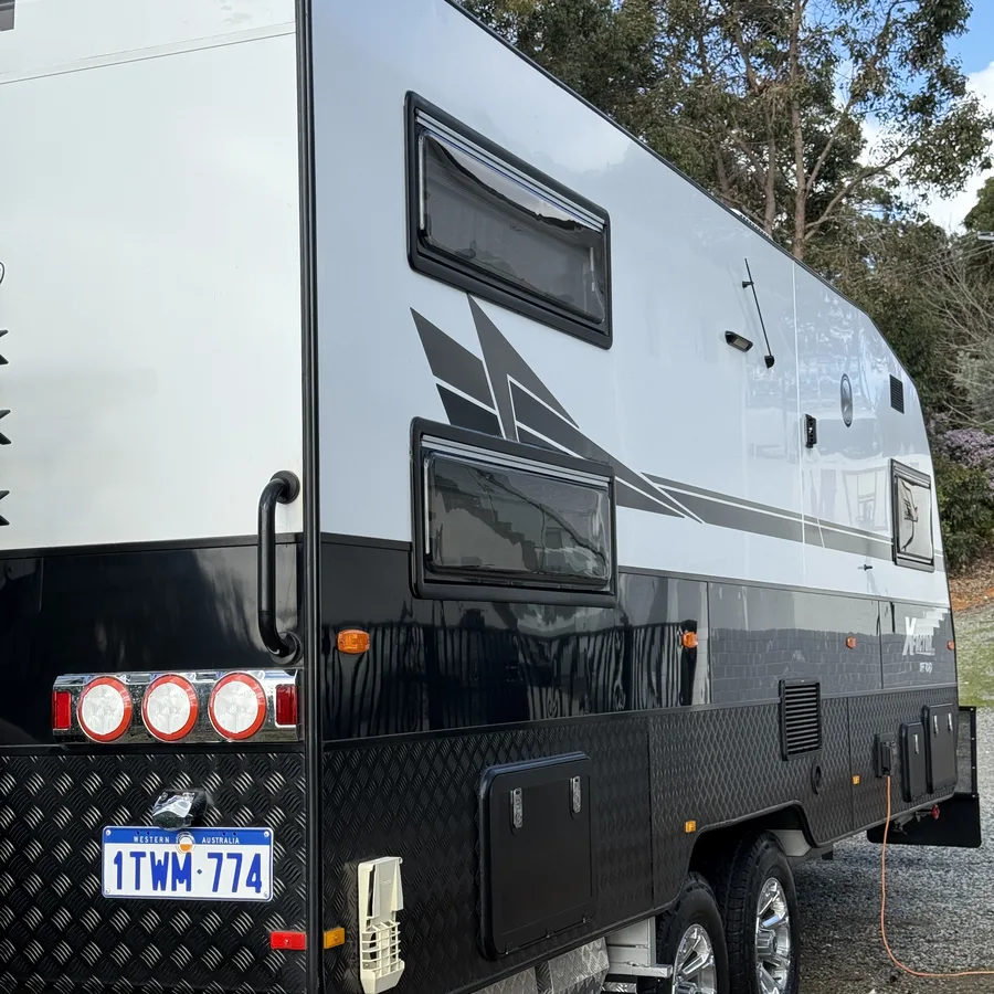 Caravan detailing result Franklin X-Factor off-road rear corner Fremantle Perth