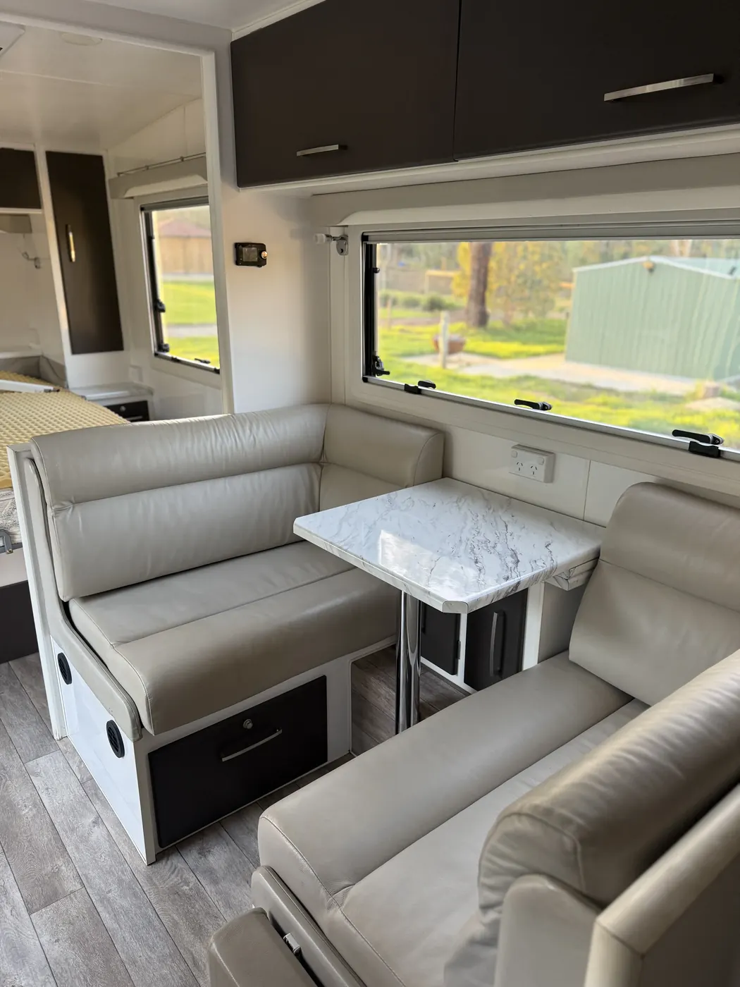 Caravan interior detailing dinette lounge clean Perth