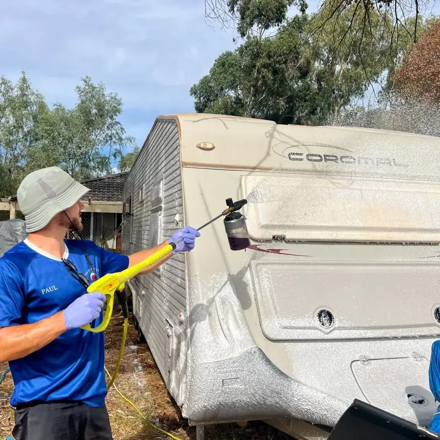 Mobile caravan detailing foam wash Perth